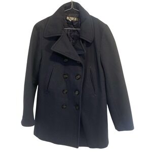 J.Crew Navy Wool Blend Peacoat Double Breasted Quilted Lined Womens Tall Medium